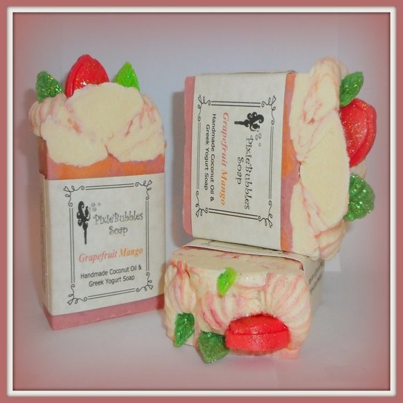 Handmade Soap Bar Coconut Oil GRAPEFRUIT MANGO - Picture 1 of 4